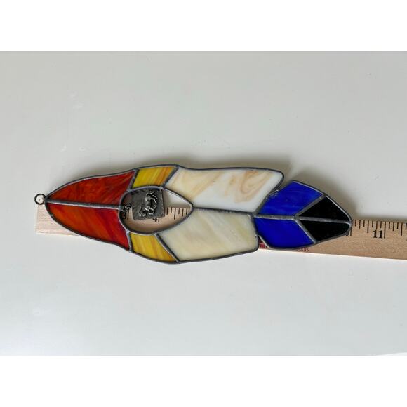 Stained Glass Feather Horse Charm Multicolored 10 inches - Picture 5 of 5